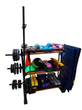 Suporte Funcional para Caneleiras, Colchonetes, Halteres, Anilhas e Barra